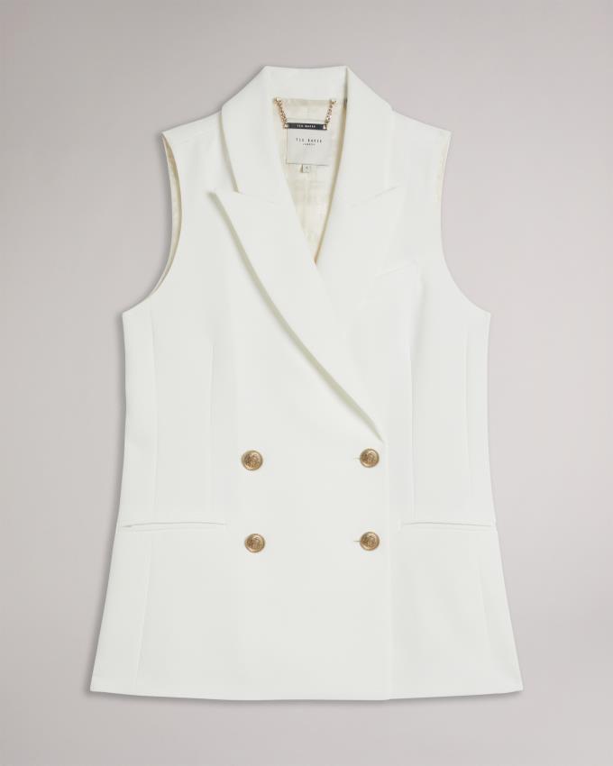 Veste Ted Baker Sleeveless Double Breasted Blanche Femme | AMJ-68945631